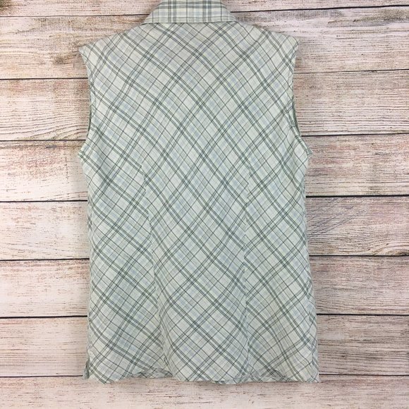 Vintage GAP Linen Sleeveless Plaid Button Front Top Y2K - Picture 4 of 11